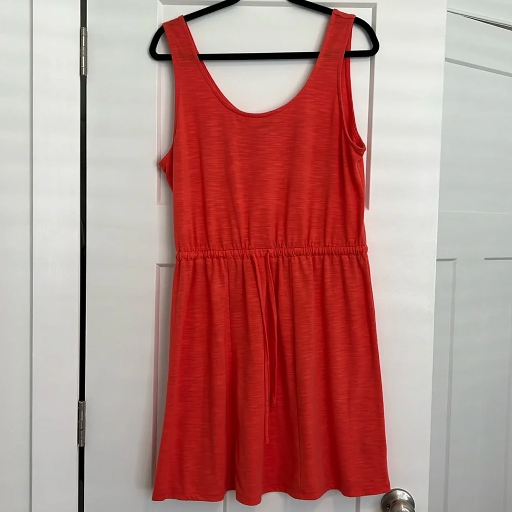 a•n•d e a w y dress. L. Orange. ptp 21”. Top to waist 18”. Total length 38” - Picture 2 of 6